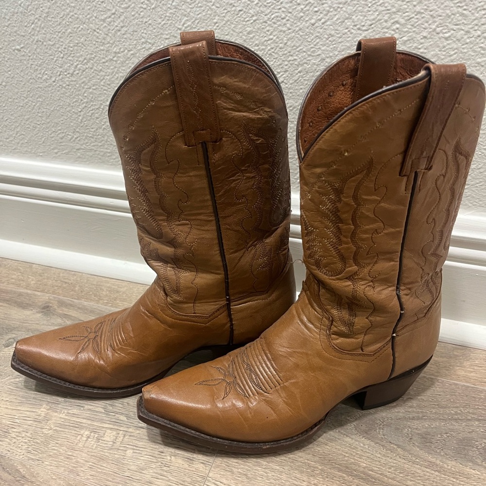 Vintage 90’s Dan Post Brown Leather Western Cowboy Boots